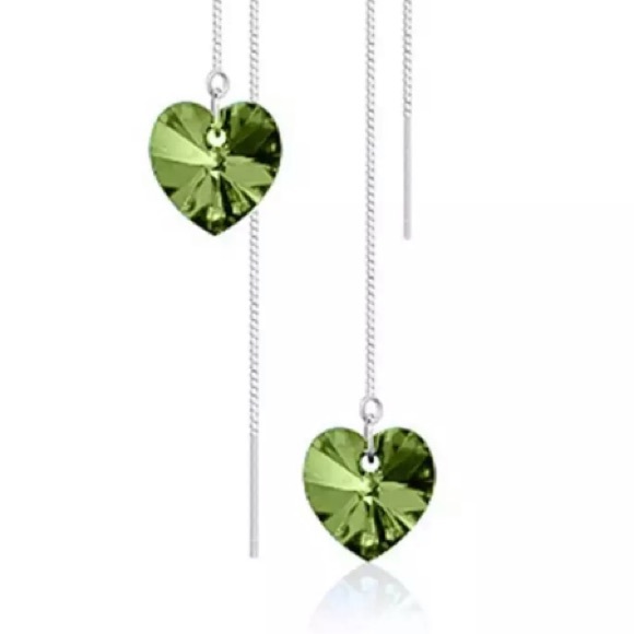 NEW!๐๐PERIDOT๐GREEN๐HEART๐DROP๐THREADERS๐๐ - Picture 6 of 7